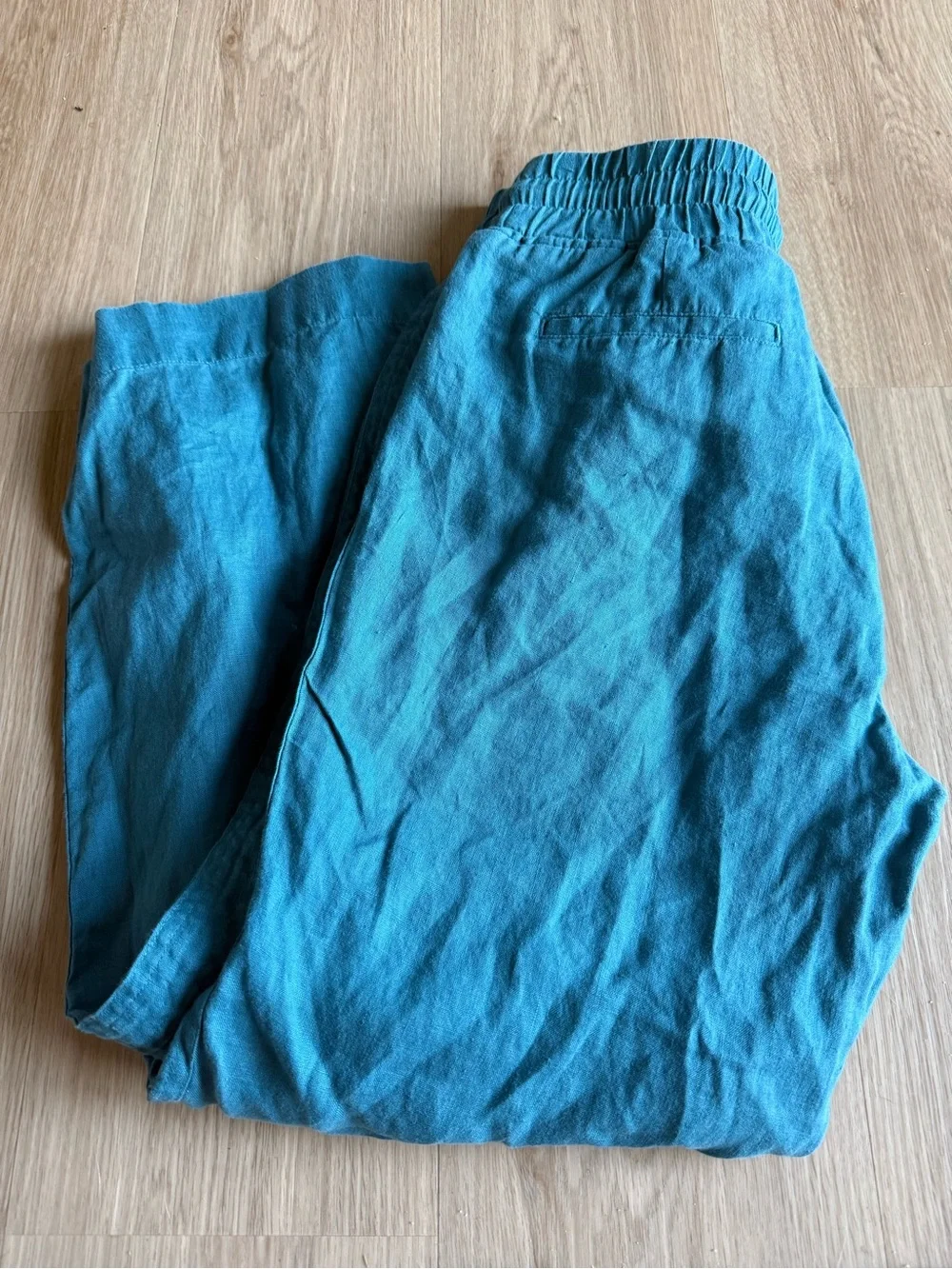 Quince 100% European Wide Leg Linen Pants Mineral Blue Sz S NEW